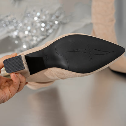 Kniehoge Dameslaarzen | Elegante Slouch Boots Met Luxe Suède Look En Comfortabele Hak