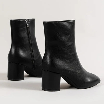 CHRISJE | Dames Enkellaarsjes met Blokhak - Elegant, Luxe & Stijlvol