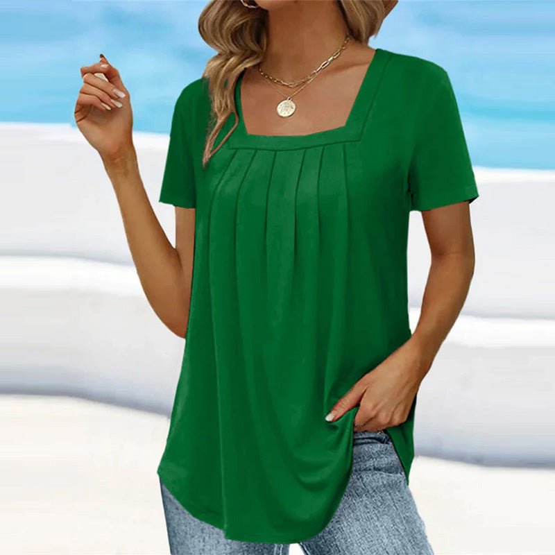 SORAYA | Dames Zomerblouse Met Vierkante Hals En Plooidetails – Elegant, Luchtig & Comfortabel