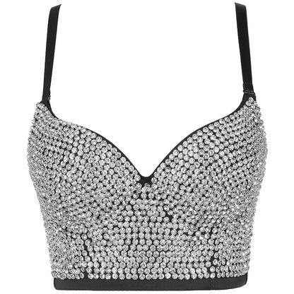 BRIANNA | Witte Bustier Dames Top met Kristallen – Glamour & Verfijning in één