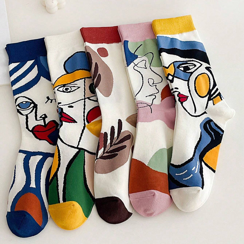 Casual Abstract Sokken – Kleurrijk, Artistiek & Comfortabel Katoen