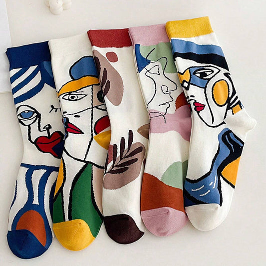Casual Abstract Sokken – Kleurrijk, Artistiek & Comfortabel Katoen