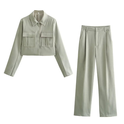 MAYA | Tweedelige Set Met Cropped Jasje En Wijde Pantalon – Chic, Comfortabel, Verfijnd