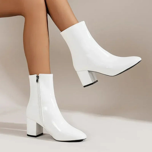 CHRISJE | Dames Enkellaarsjes met Blokhak - Elegant, Luxe & Stijlvol