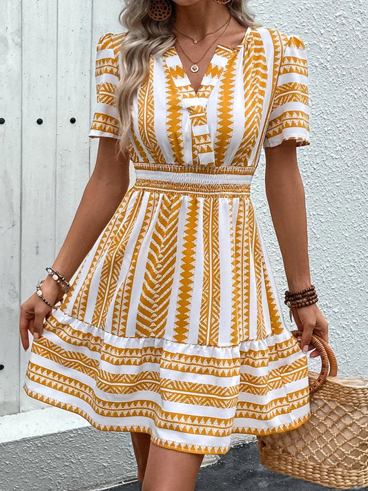NAYLA | Zomerse Jurk Voor Dames Met Boho Print - V-Hals & Perfect Voor Vakantie