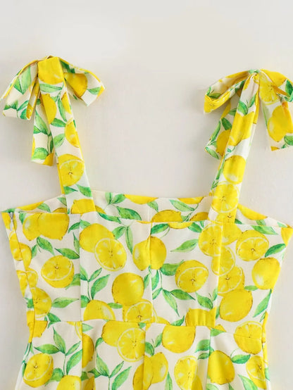 LEMONA | Zomerse Jurk Met Citroenen Print - Luchtig, Fris & Elegant