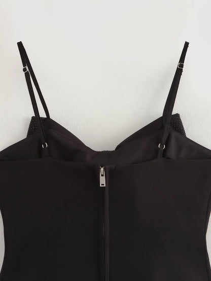 LOULOU | Zwarte Glitter Strik Top Voor Dames - Elegant, Feestelijk & Stralend