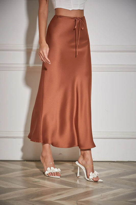 CHERISSE | Luxe Satijnen Dames Rok Met Verstelbare Taille - Zacht, Elegant & Makkelijk te Combineren