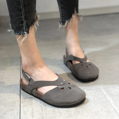 KJERSTIN |Dames Sandalen met Kurkzool – Ademend Leer & Verstelbare Pasvorm