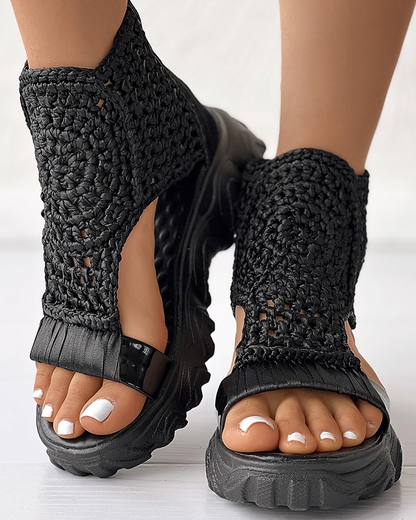 NAIRA | Gevlochten Dames Platform Sandalen - Stevig & Zomers