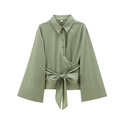 ÉLOÏSE | Elegante Blouse met Wikkelmodel – Statement Mouwen & Verfijnde Uitstraling
