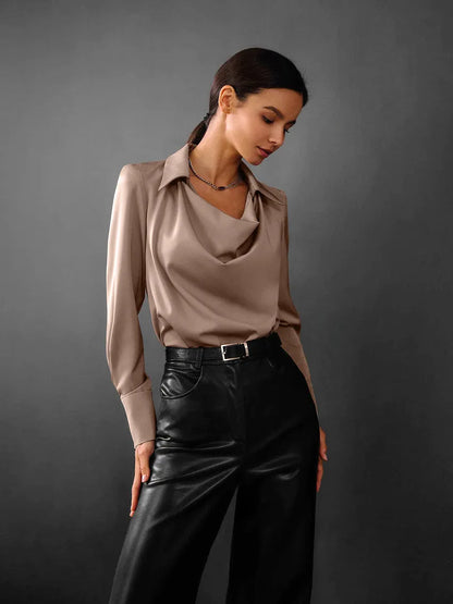 MILANA | Elegante Zijdeachtige Damesblouse – Vrouwelijk, Luxe & Comfortabel