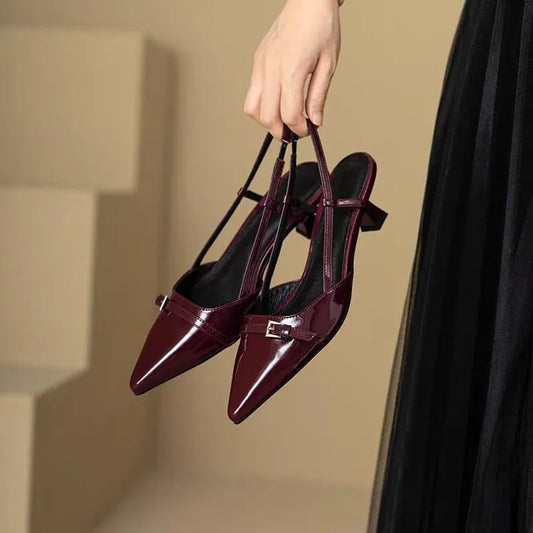 HAZEL | Klassieke Puntige Slingback Hakken Met Glans Lak - Elegant, Chic & Comfortabel