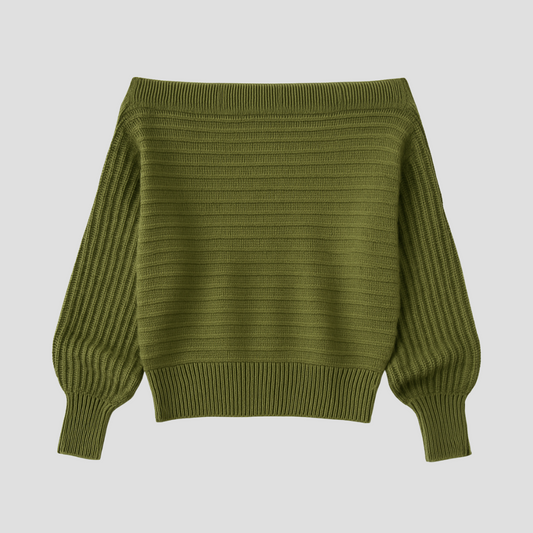 Warme Off-Shoulder Trui Dames – Ontspannen Elegant & Tijdloos Comfort