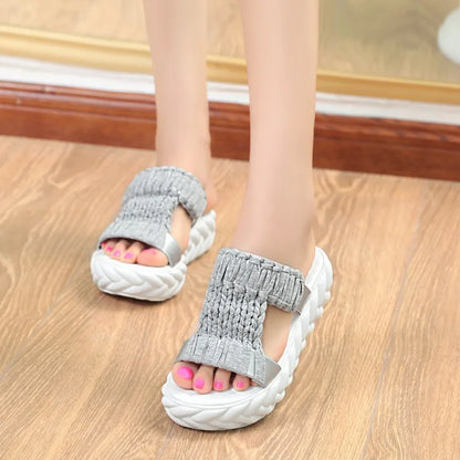 YARA | Geweven Orthopedische Plateau Sandalen Voor Dames Met Gevlochten Motief – Comfortabel, Modieus, Verhogend