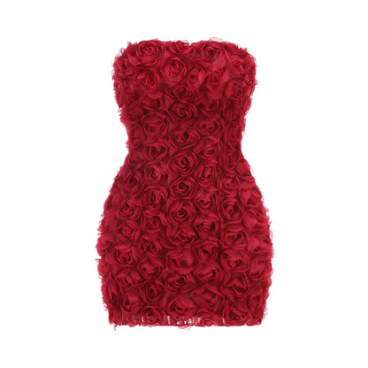 MALY | Strapless Mini Jurk met Rozen – Speels, Vrouwelijk en Zomers Elegant