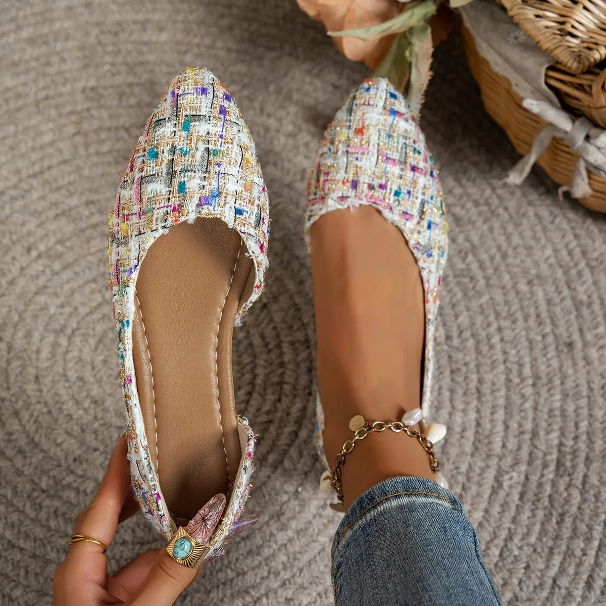 VEXA | Elegante Spitse Ballerina’s Voor Dames met Luxe Textuur - Zomers & Luchtig
