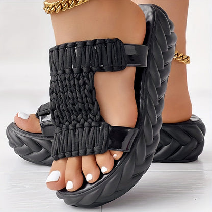 YARA | Geweven Orthopedische Plateau Sandalen Voor Dames Met Gevlochten Motief – Comfortabel, Modieus, Verhogend