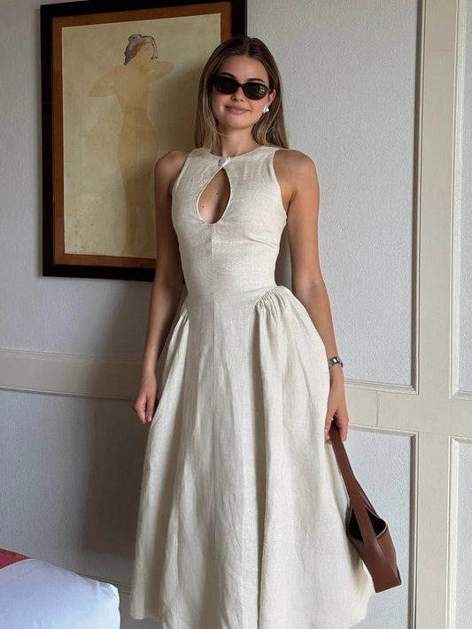 TATUM | Linnen Midi Jurk Voor Dames - Zomers, Stijlvol & Elegant