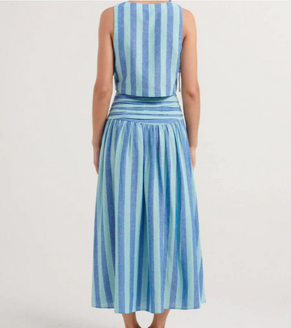 YENTEL | Gestreepte zomerset met cropped top en speels vallende rok voor dames