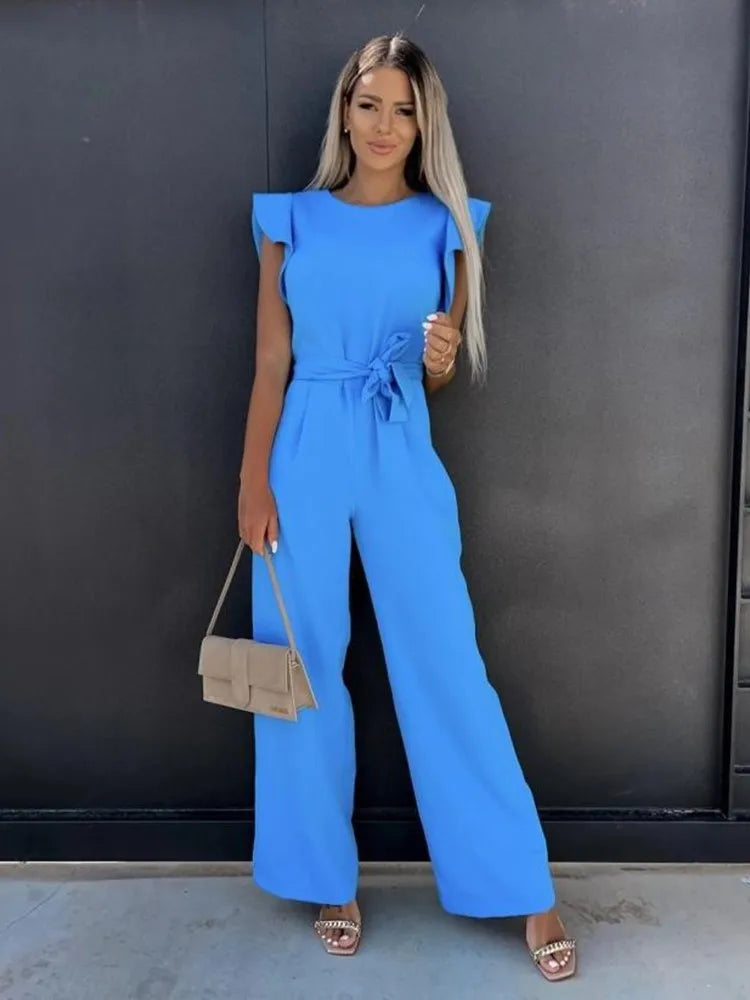 MAUDE | Chique Damesjumpsuit Met Wijde Pijpen En Tailleband – Elegant, Comfortabel, Veelzijdig