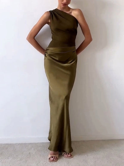 LIVIA | Dames One Shoulder Maxi Jurk – Elegant, Chic & Perfect Voor Feestelijke Gelegenheden
