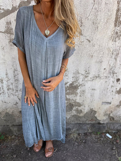 SOFIA | Luchtige Dames Jurk – Relaxte Pasvorm, V-Hals, Korte Mouw  – Luchtig, Flowy, Comfortabel