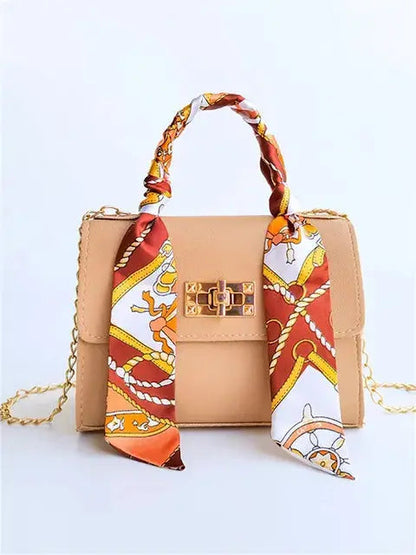 Handtas Voor Dames | Luxe Leren Schoudertas Met Sjaal Handgreep En Gouden Sluiting