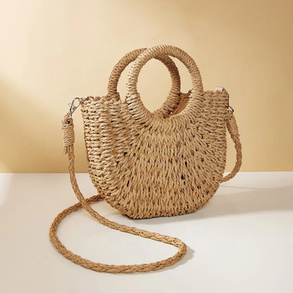 CALA | Stijlvolle Gevlochten Ronde Zomer Tas Voor Dames - Perfect Voor Vakantie & Strand