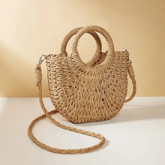 CALA | Stijlvolle Gevlochten Ronde Zomer Tas Voor Dames - Perfect Voor Vakantie & Strand