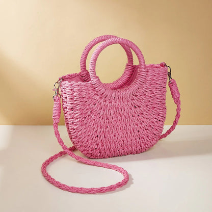 CALA | Stijlvolle Gevlochten Ronde Zomer Tas Voor Dames - Perfect Voor Vakantie & Strand