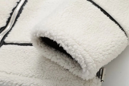 ELIN | Wollen Teddy Jas Voor Dames Met Leren Details – Warm, Stoer & Ideaal Voor Koude Dagen