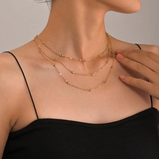LAYA | Verfijnde Laagjesketting Voor Dames met Subtiele Bolletjes - Elegant & Vrouwelijk
