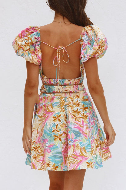 YOUS | Zomerse Dames Jurk Met Tropische Print & Pof Mouwen - Stijlvol, Charmant & Comfortabel