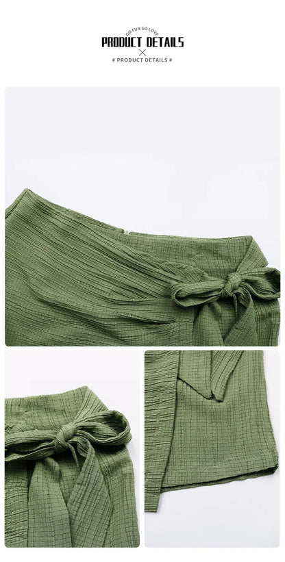 JUNE | Groene Skort Voor Dames met Strikdetail – Luchtig, Zomers & Comfort Fit