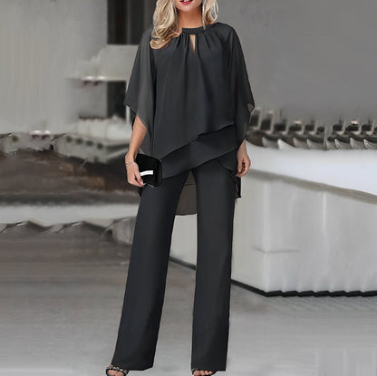 Luxe dames tweedelige set met cape-top | Moeiteloze klasse zonder concessies!