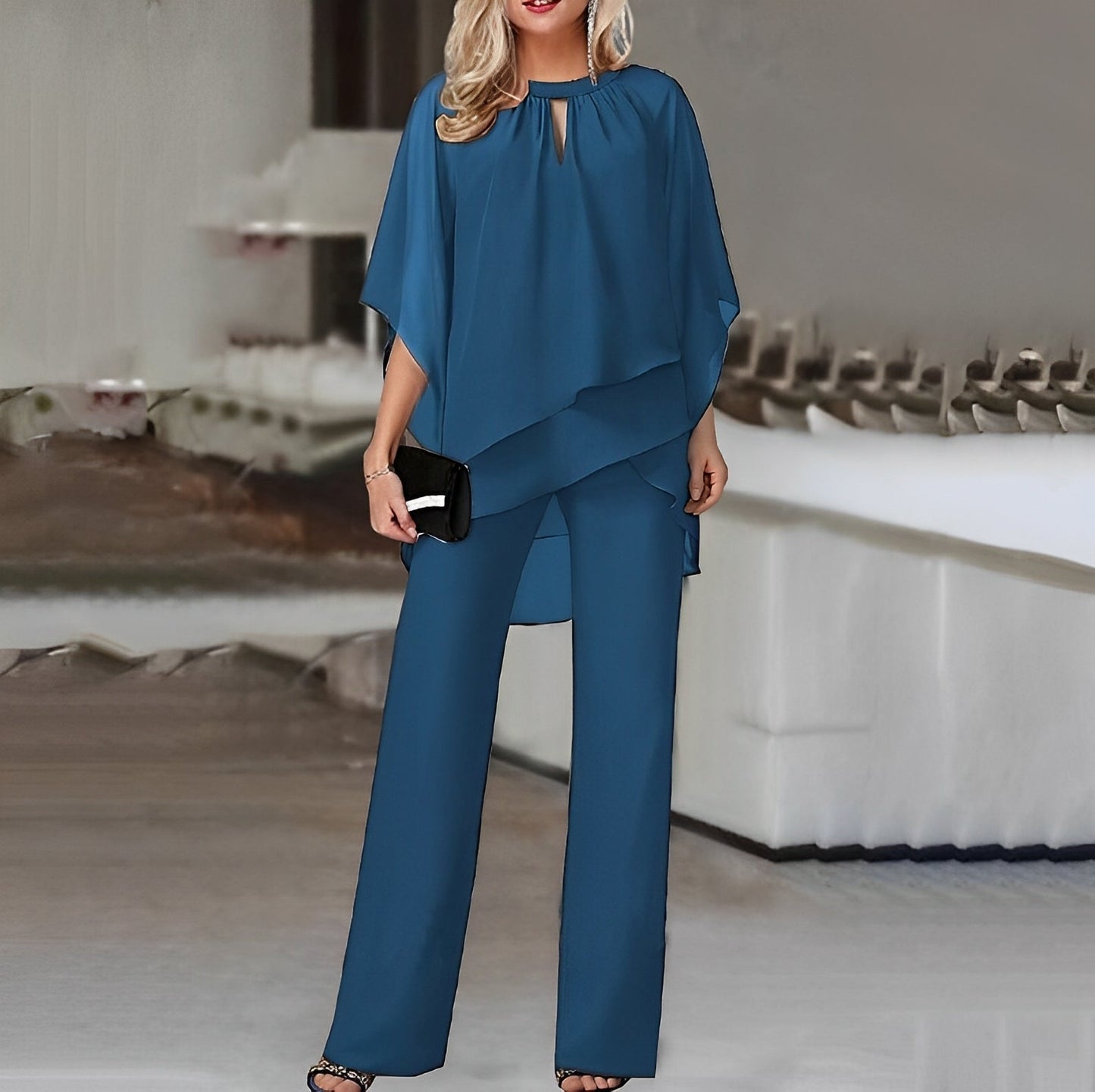 Luxe dames tweedelige set met cape-top | Moeiteloze klasse zonder concessies!