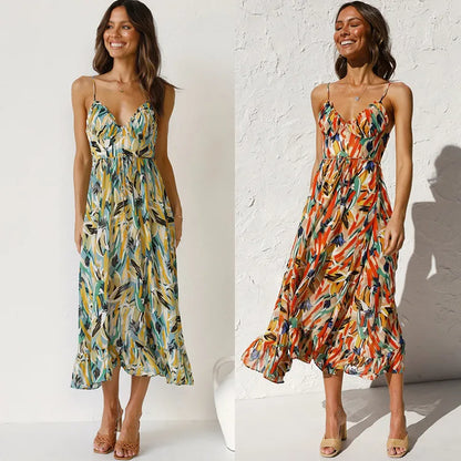 MILA | Zomerse Midi Jurk Voor Dames Met Kleuren Print – Elegant, Luchtig & Fris