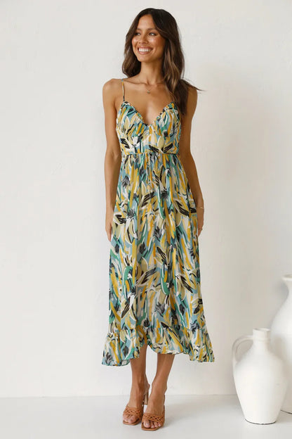 MILA | Zomerse Midi Jurk Voor Dames Met Kleuren Print – Elegant, Luchtig & Fris