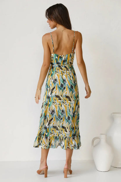 MILA | Zomerse Midi Jurk Voor Dames Met Kleuren Print – Elegant, Luchtig & Fris