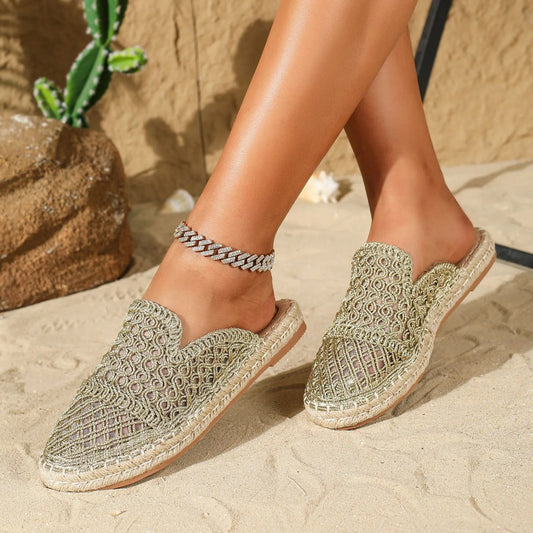 LAILA | Gehaakte Dames Instapslippers Met Espadrillezool – Vrouwelijk, Luchtig & Ideaal Voor Zomercomfort