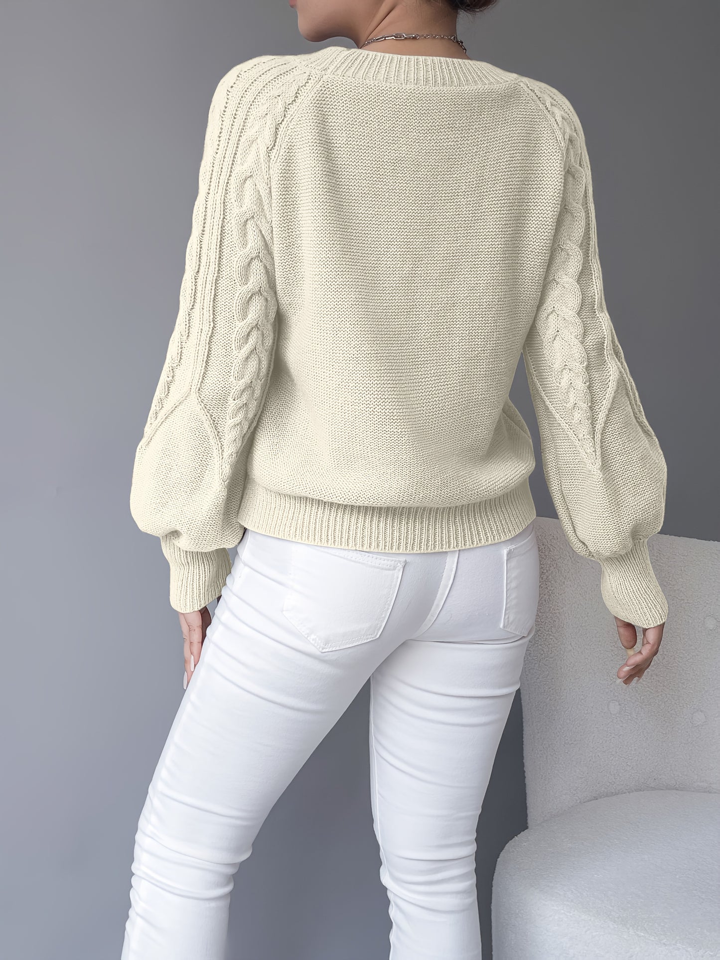 Gebreide Trui Voor Dames | Warme Lantaarnmouw Trui Voor Herfst & Winter