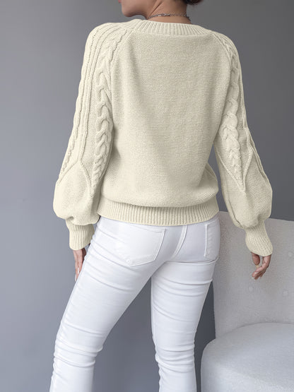 Gebreide Trui Voor Dames | Warme Lantaarnmouw Trui Voor Herfst & Winter