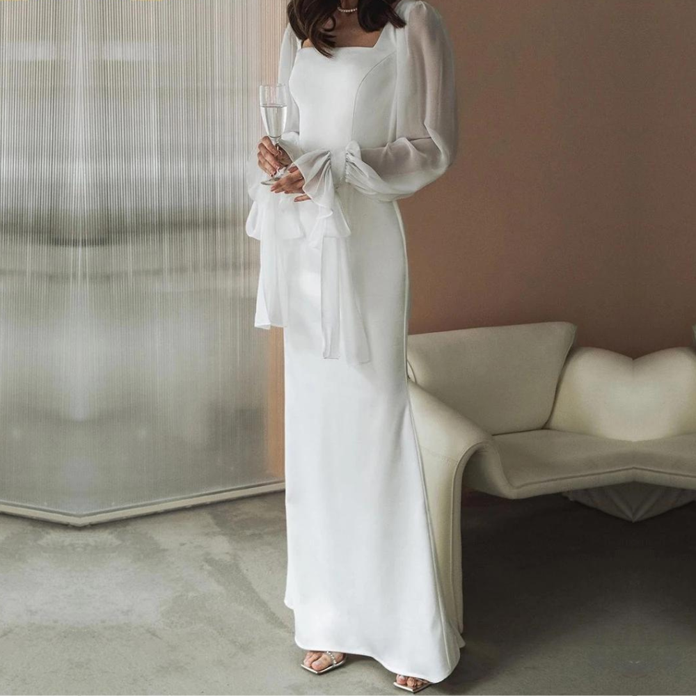 Lange maxi jurk met chiffon mouwen | Pure elegantie voor bijzondere momenten!