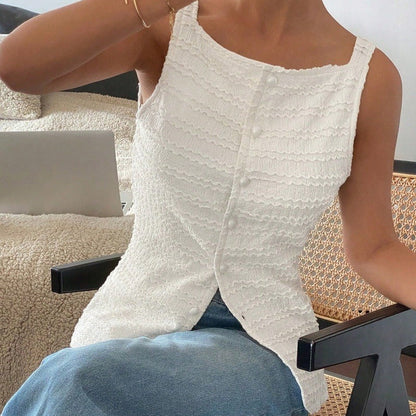 ELIANE | Mouwloos Dames Top Met Geribde Textuur, Getailleerd – Vrouwelijk, Modern, Lichtgewicht
