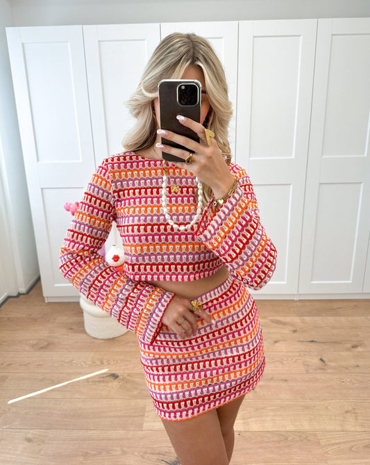 VIONNE | Dames Tweedelige Zomer Set - Getextureerde Top en Rok voor Zomerlooks
