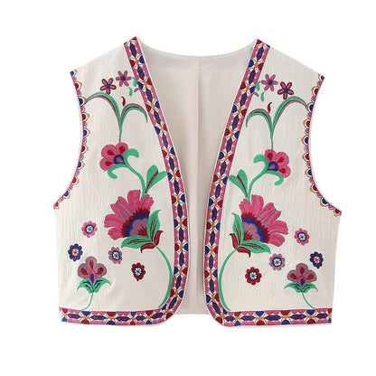 JINA | Zomerse Gilet Met Geborduurd Design - Modieus & Casual