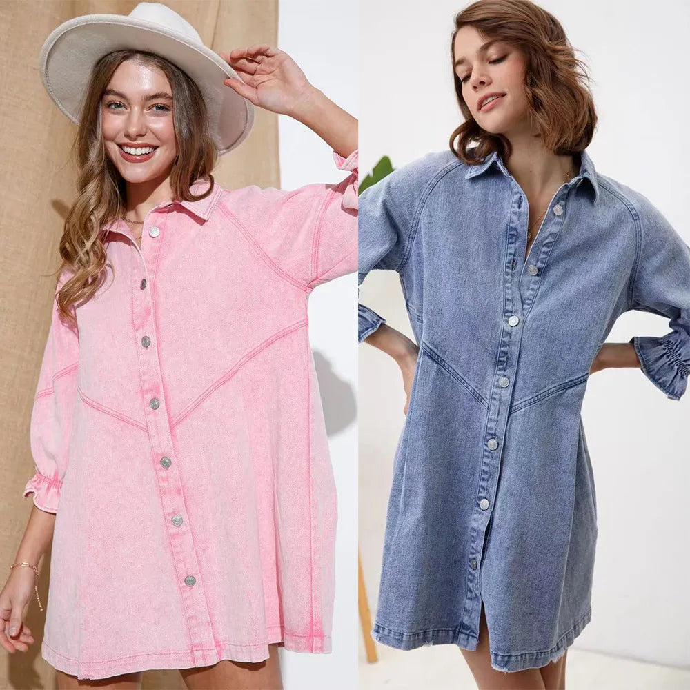DENIM BLOUSE JURK | Zomerse Spijkerjurk Met Knopen - Luchtig, Elegant & Klassiek