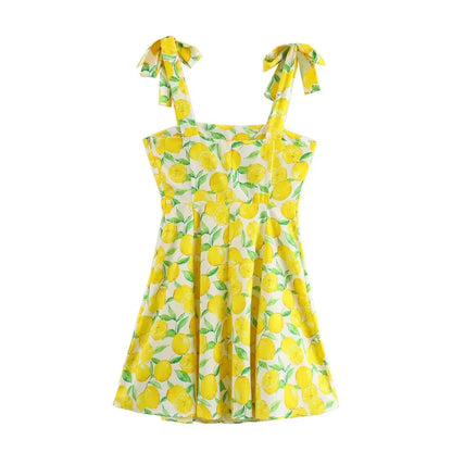 LEMONA | Zomerse Jurk Met Citroenen Print - Luchtig, Fris & Elegant