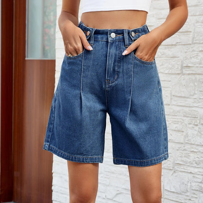 KENDRA | Dames Denim Oversized Short met Vintage Straight Fit – Casual, Comfortabel & Stijlvol
